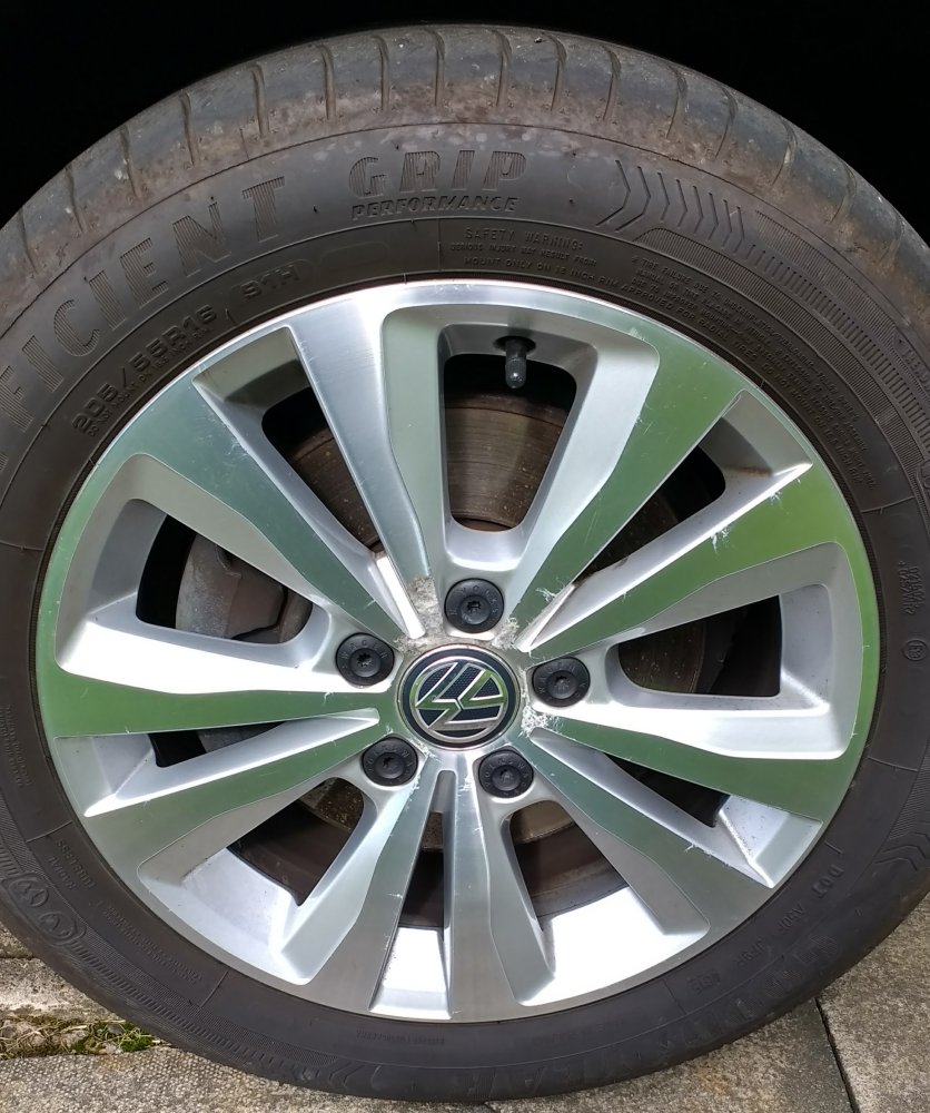 marked alloy wheel